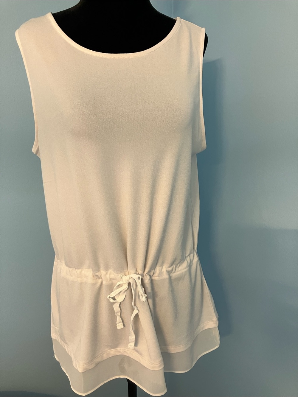 Banana Republic Cream Sleeveless Drawstring Tunic